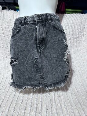 BDG Urban Outfitters Black Distressed Denim Mini Skirt